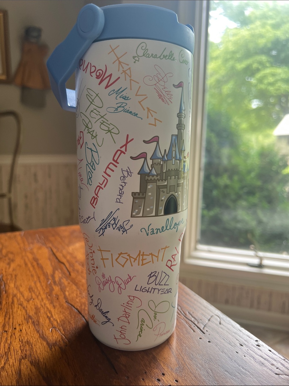 Disney White Castle Signature Water Bottle with Multicolor Signatures